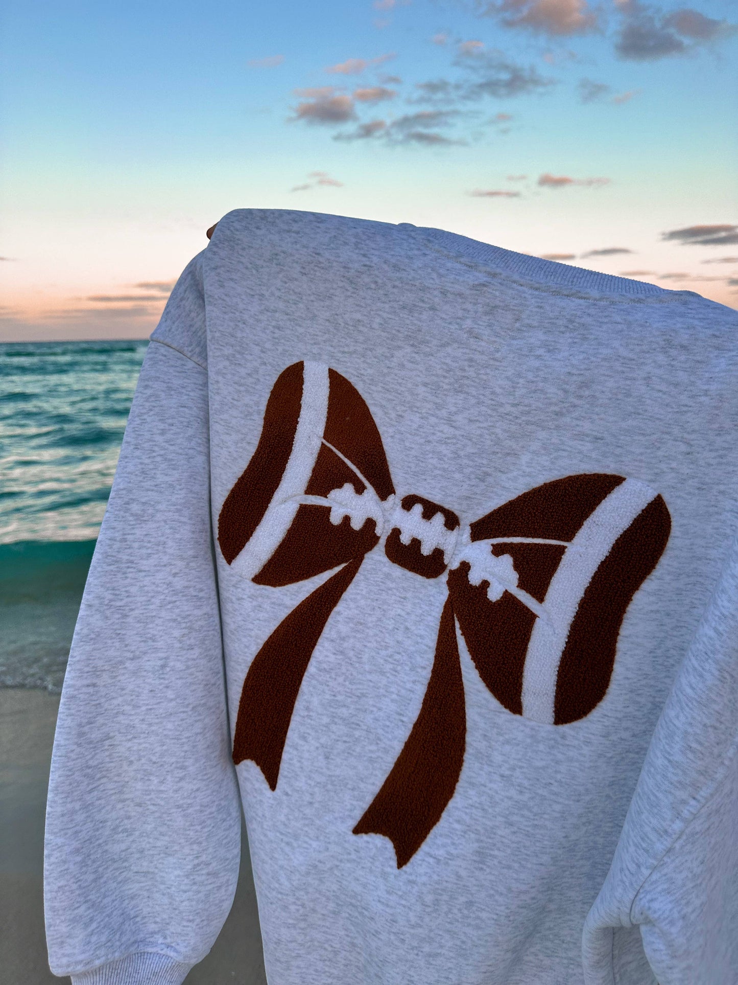 3 Football Bows Crewneck