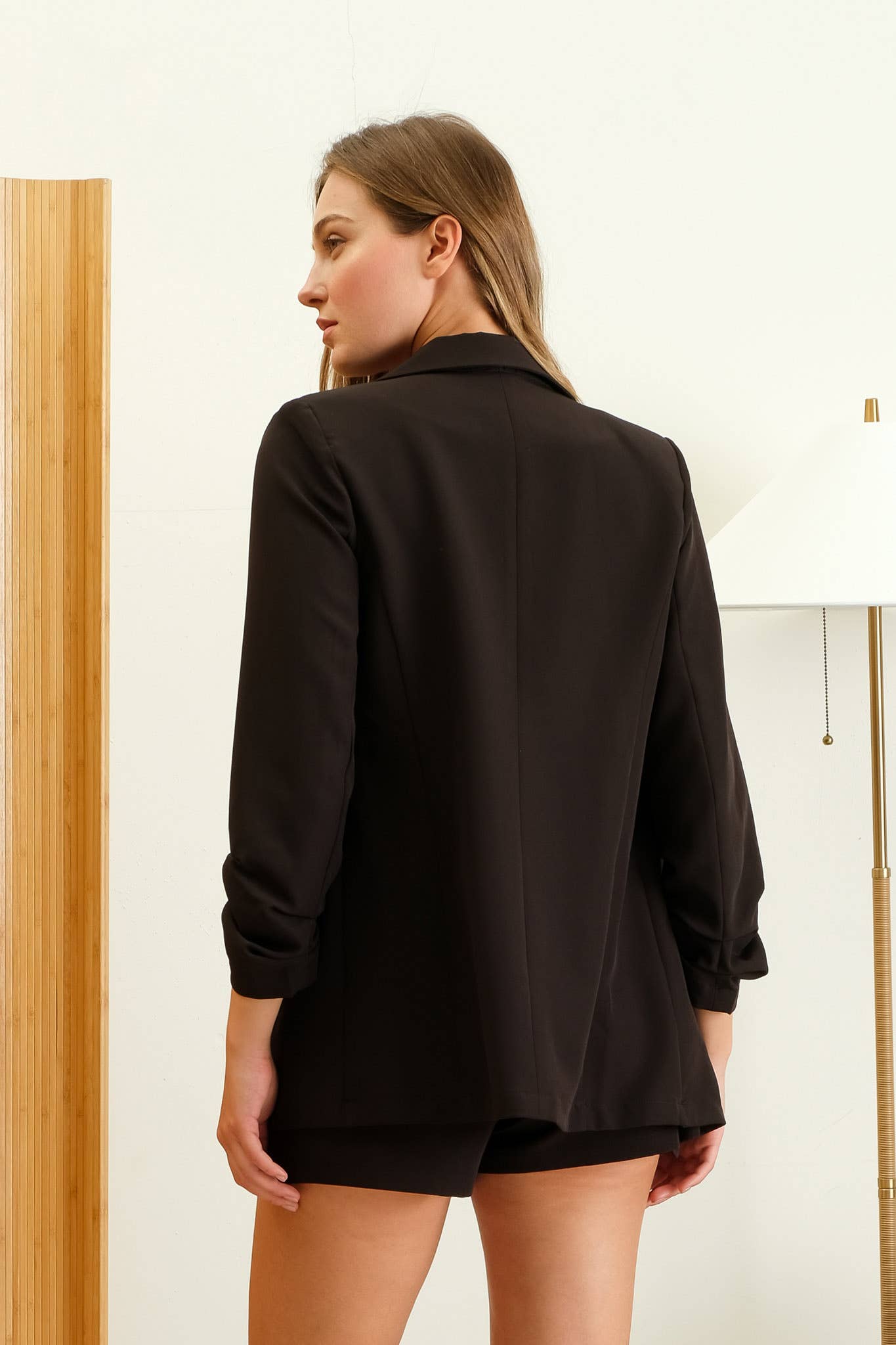 Black Blazer w/ Scrunched Sleeves