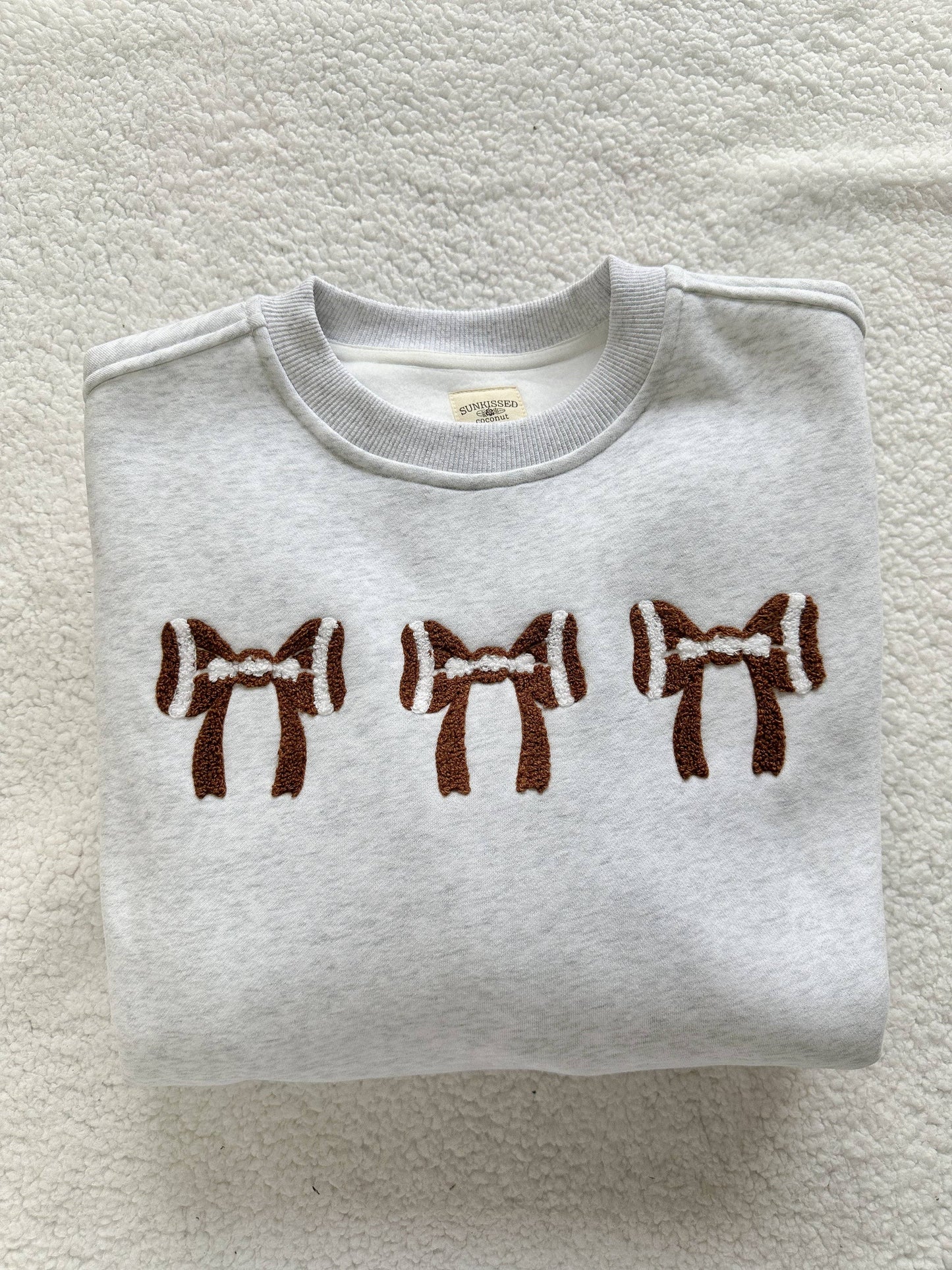 3 Football Bows Crewneck