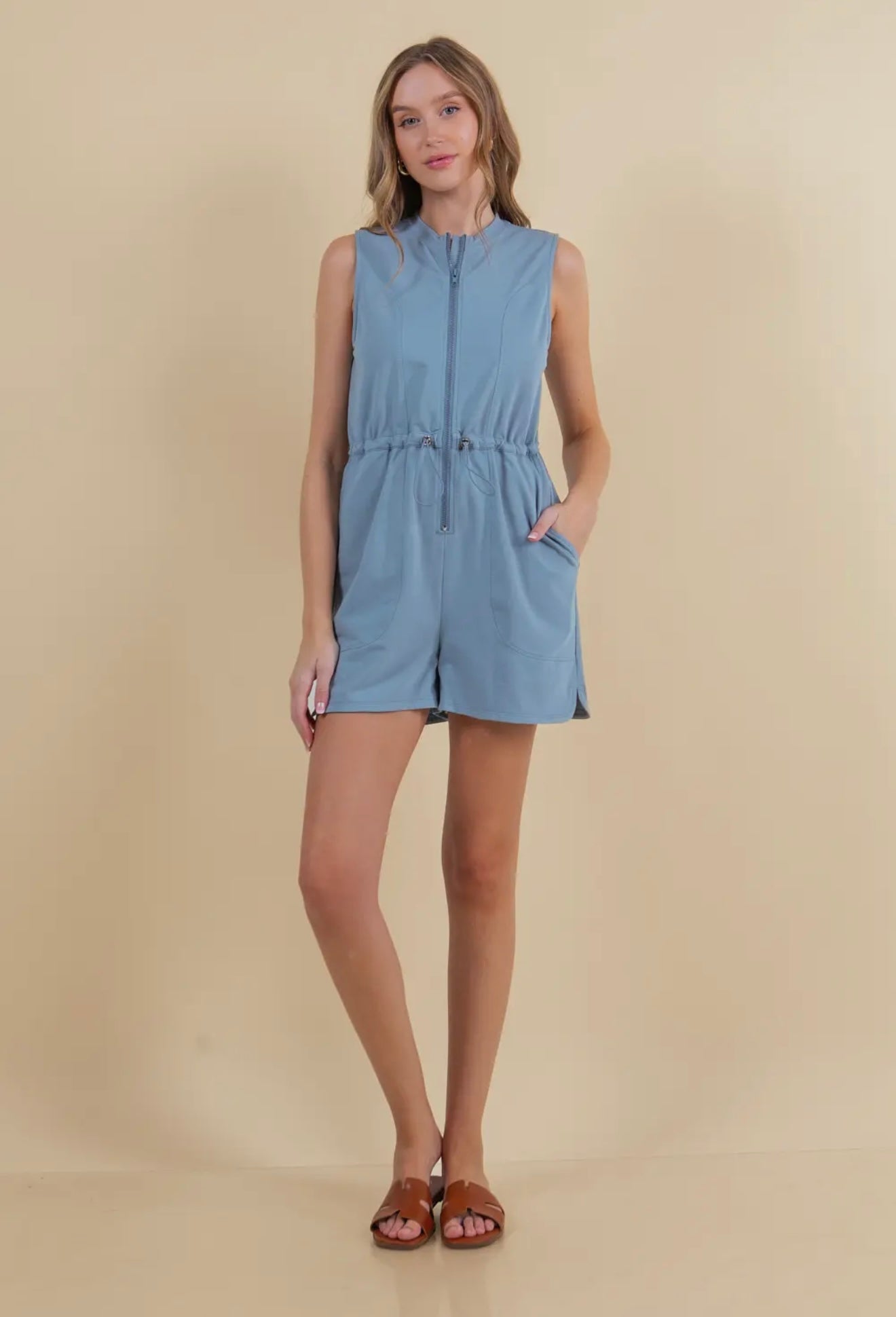 Blue Romper w/ Cinched Waist