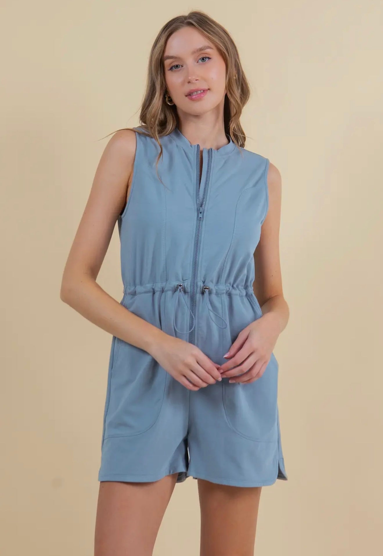 Blue Romper w/ Cinched Waist