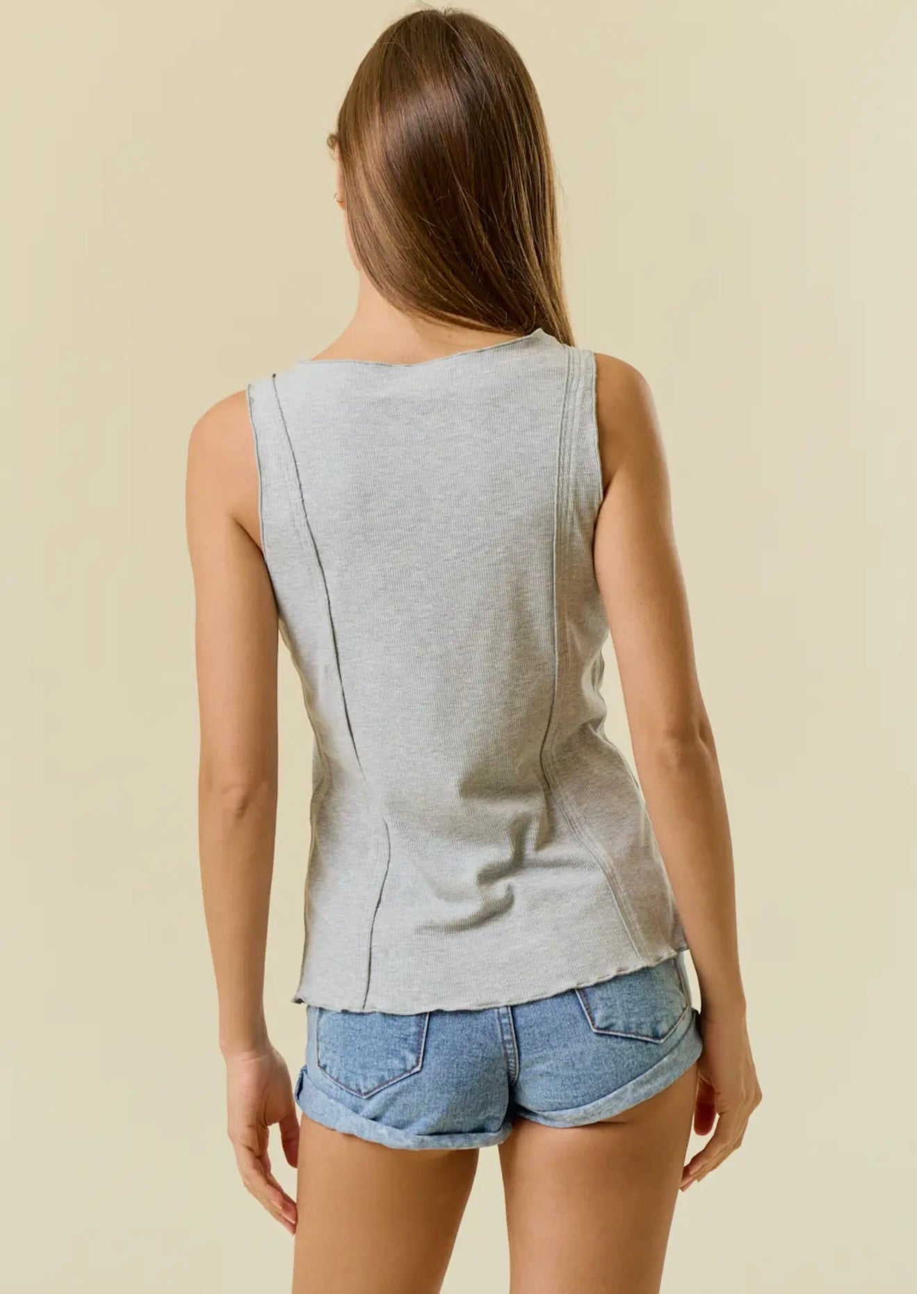 Gray Ribbed Tank