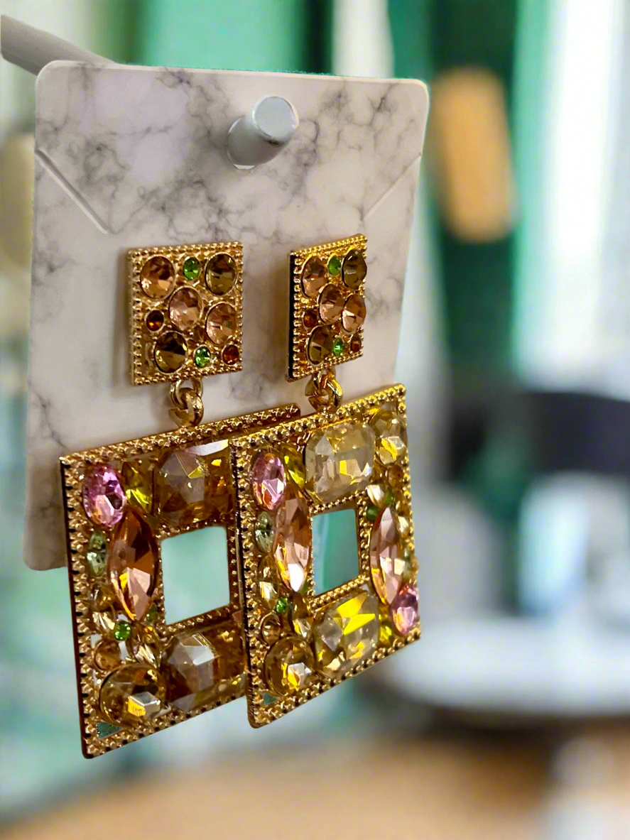 Large Colorful Gems Earrings