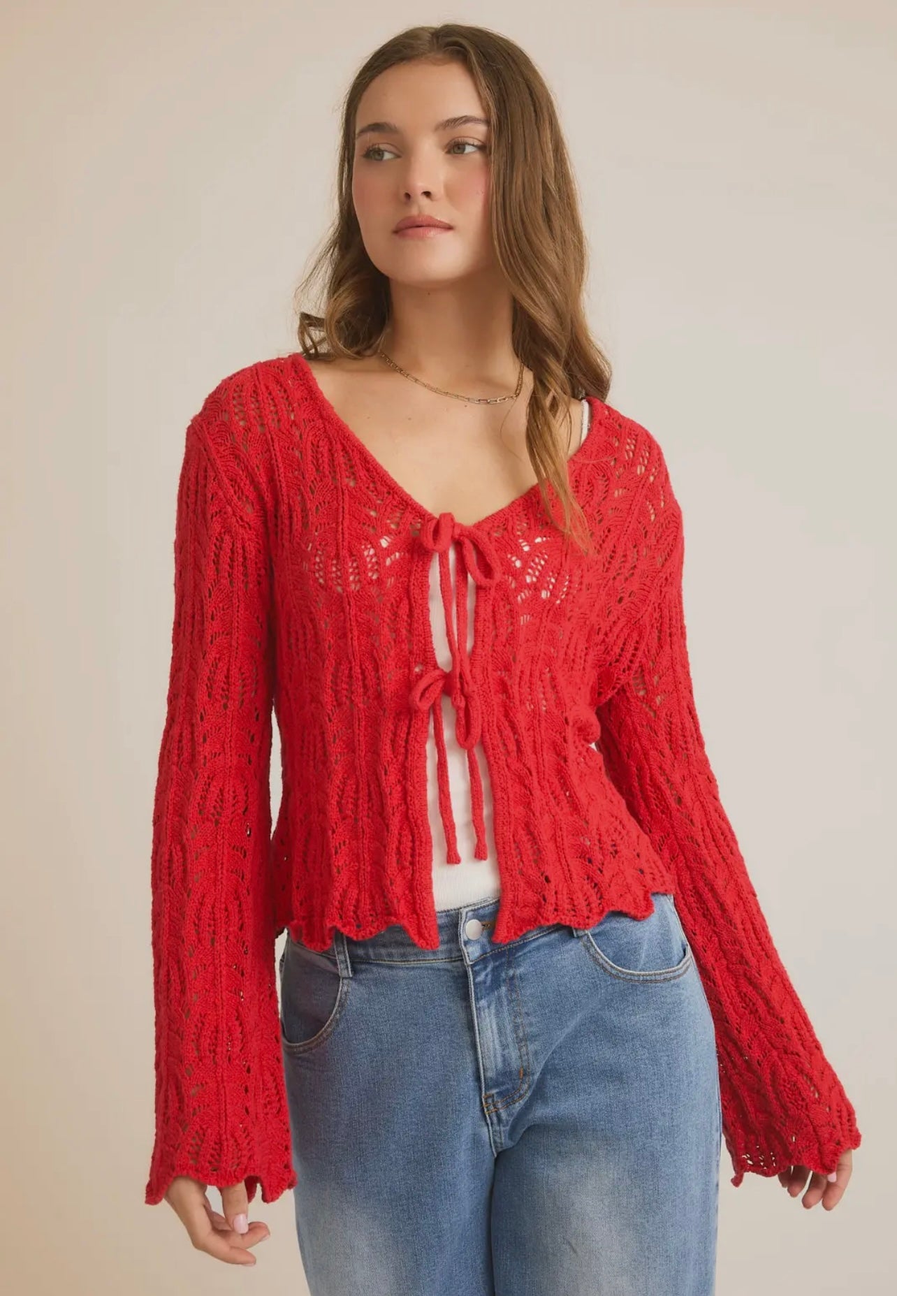 Knit Red Bow Cardigan