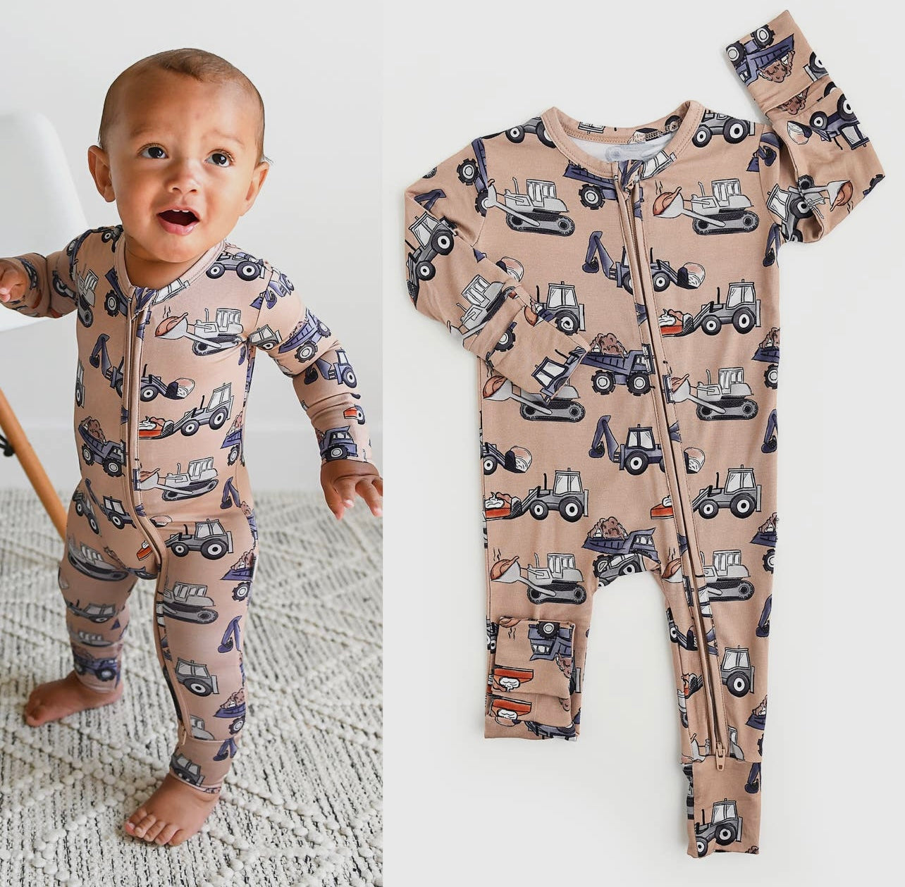 Tan Trucks Onesie
