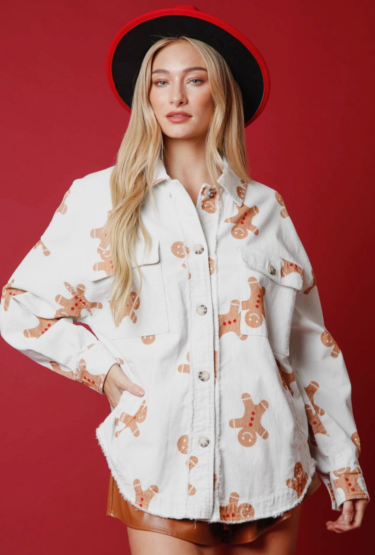 Gingerbread Man Cord Shacket