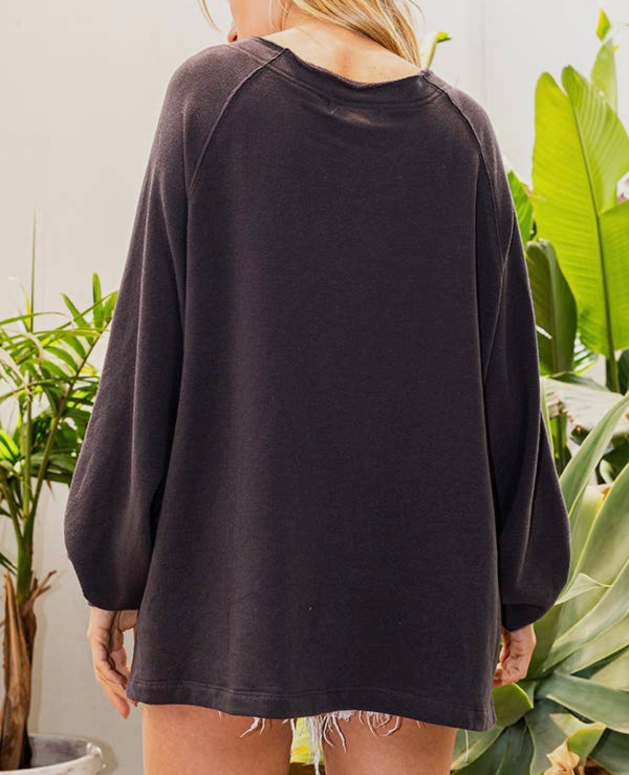 Pop of Orange Oversized Henley