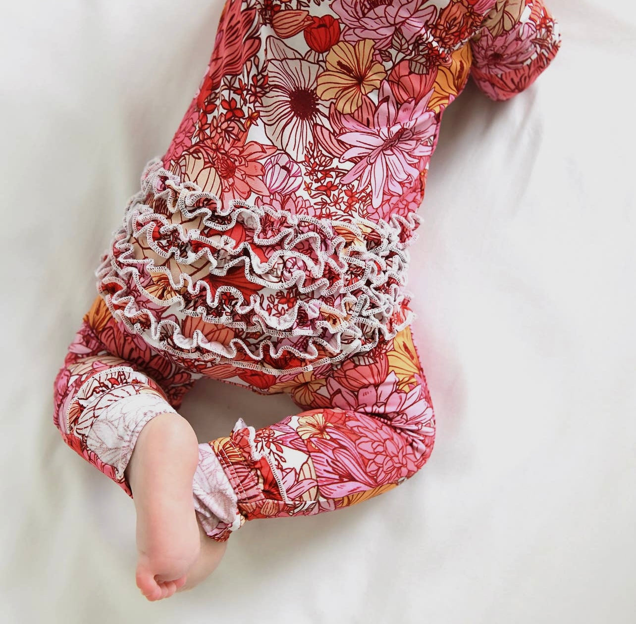 Red Ruffle Floral Onesie