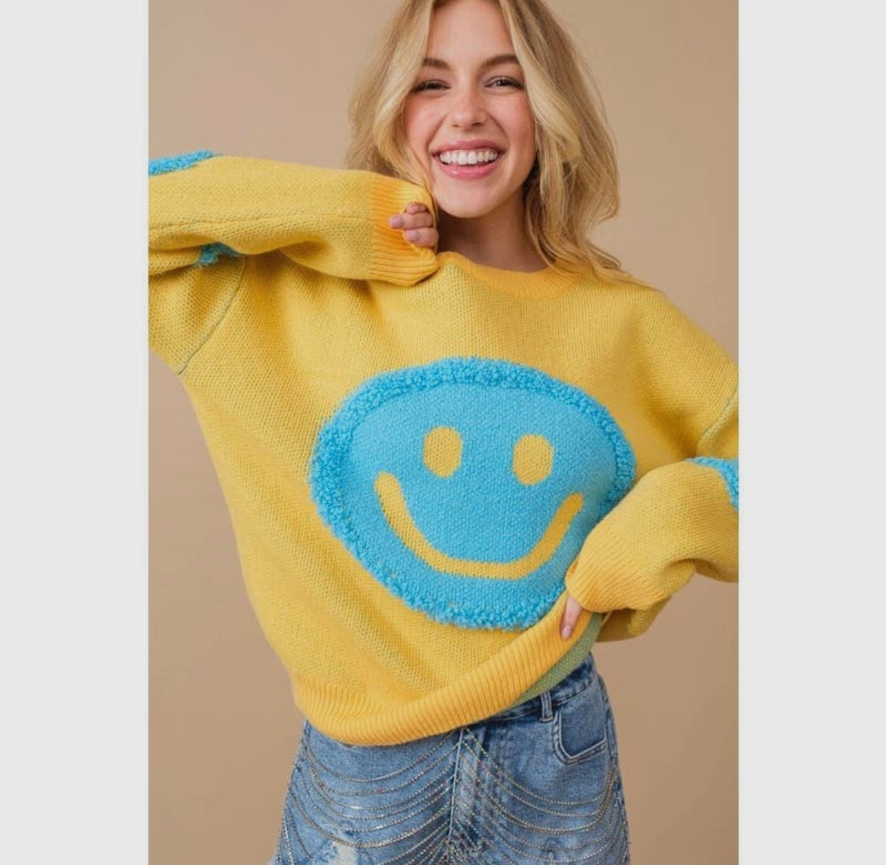 Yellow Smiley Sweater