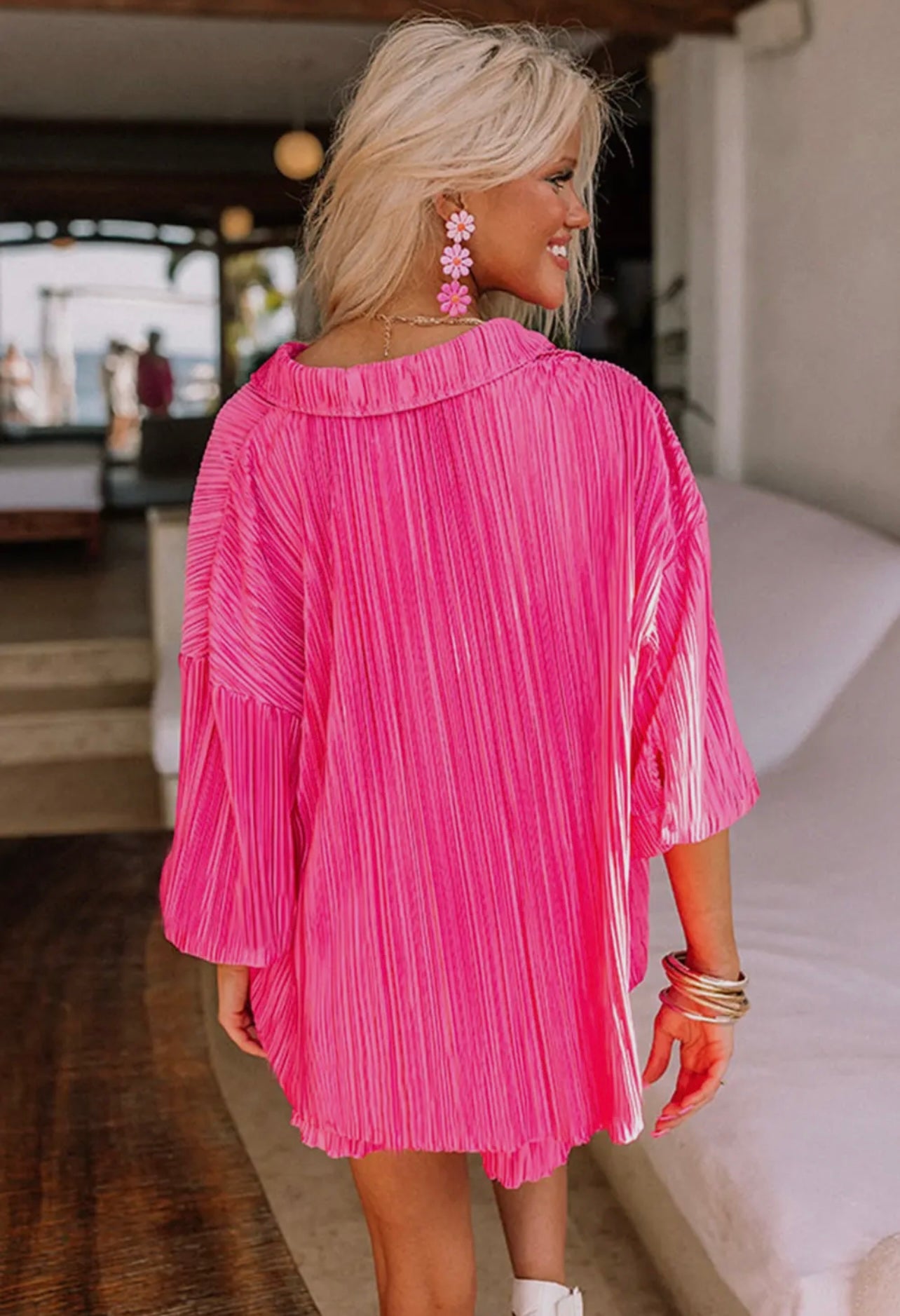 Hot Pink Pleated Set