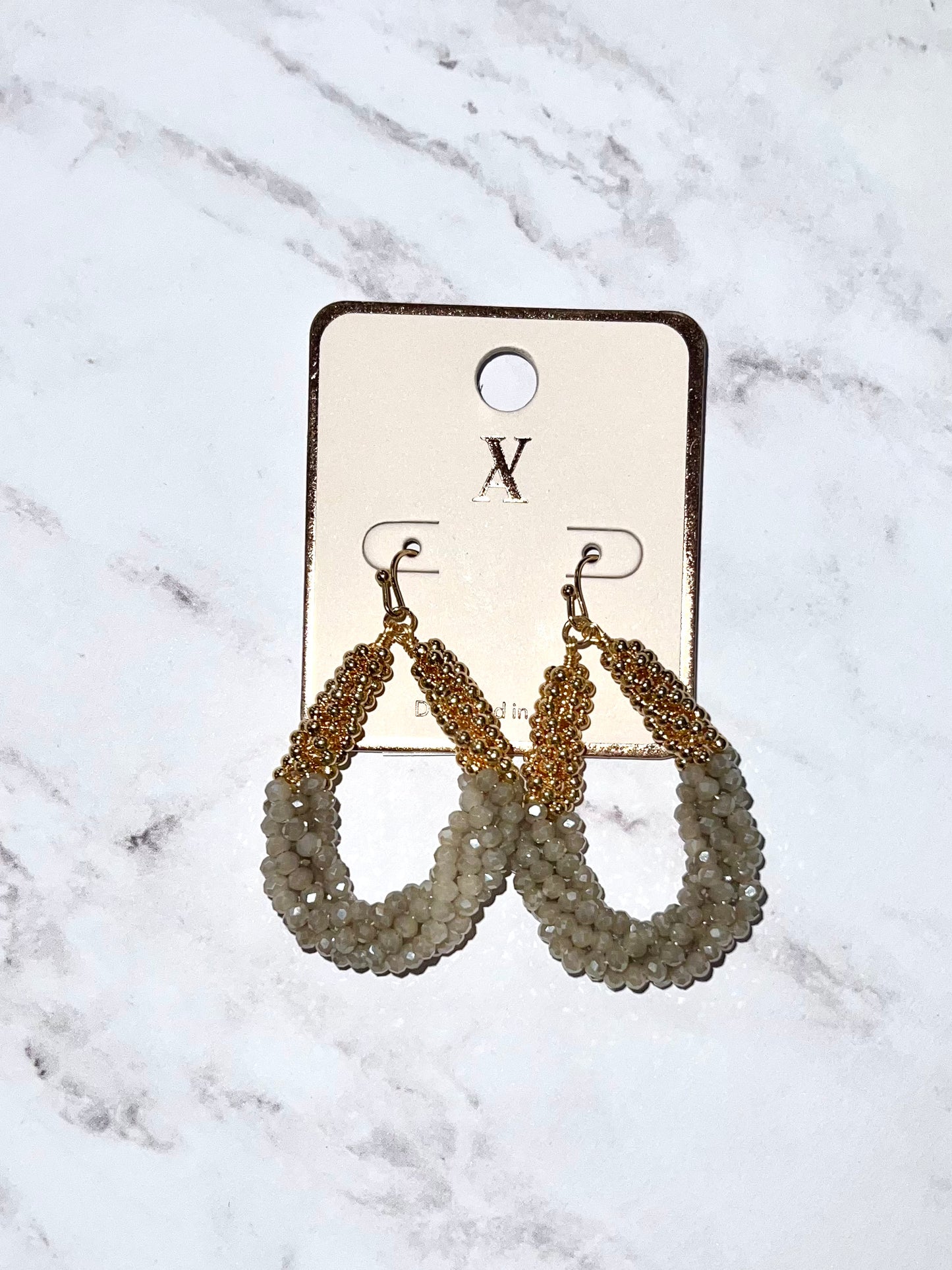 Taupe Teardrop Bead Earrings