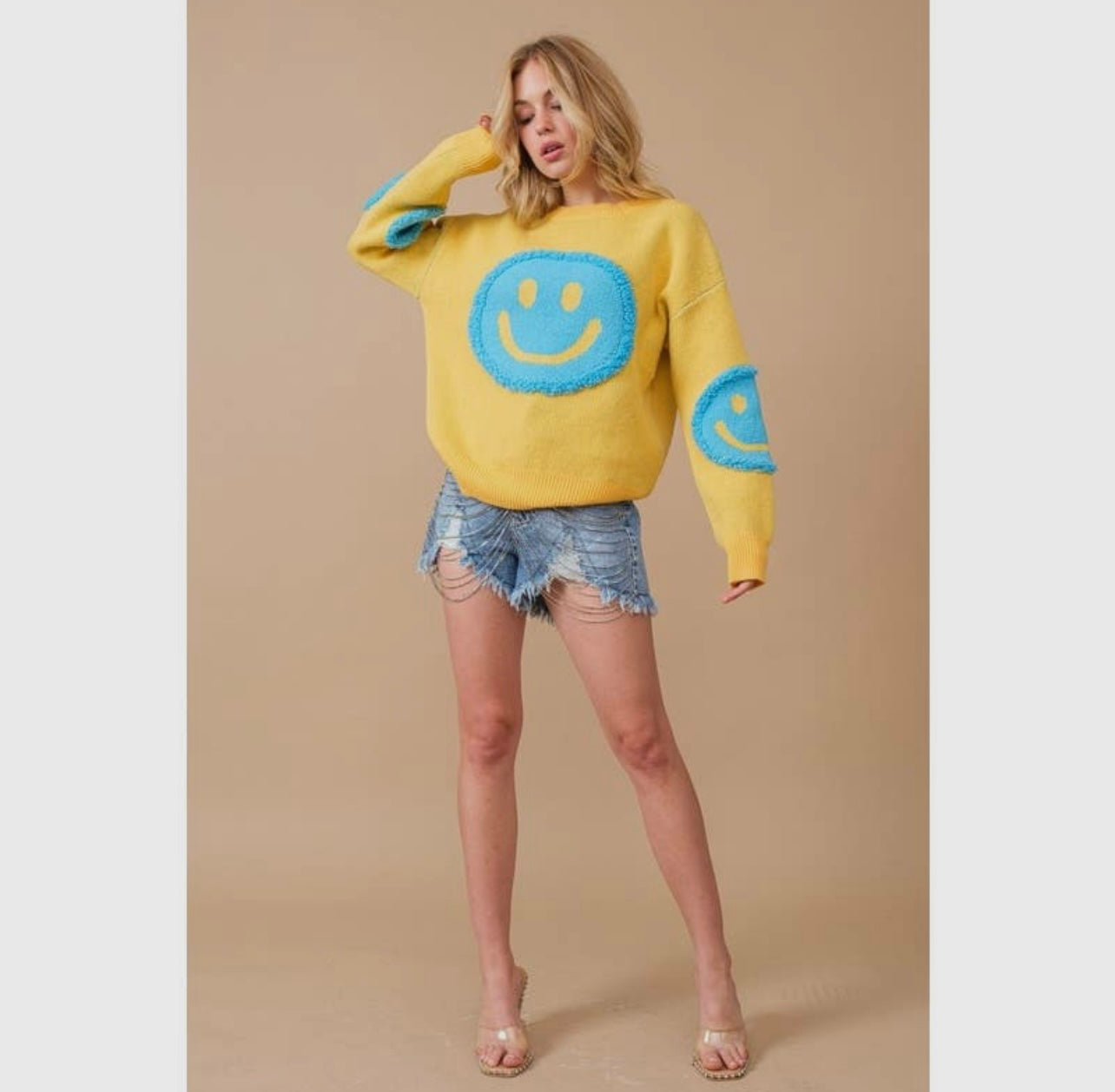 Yellow Smiley Sweater