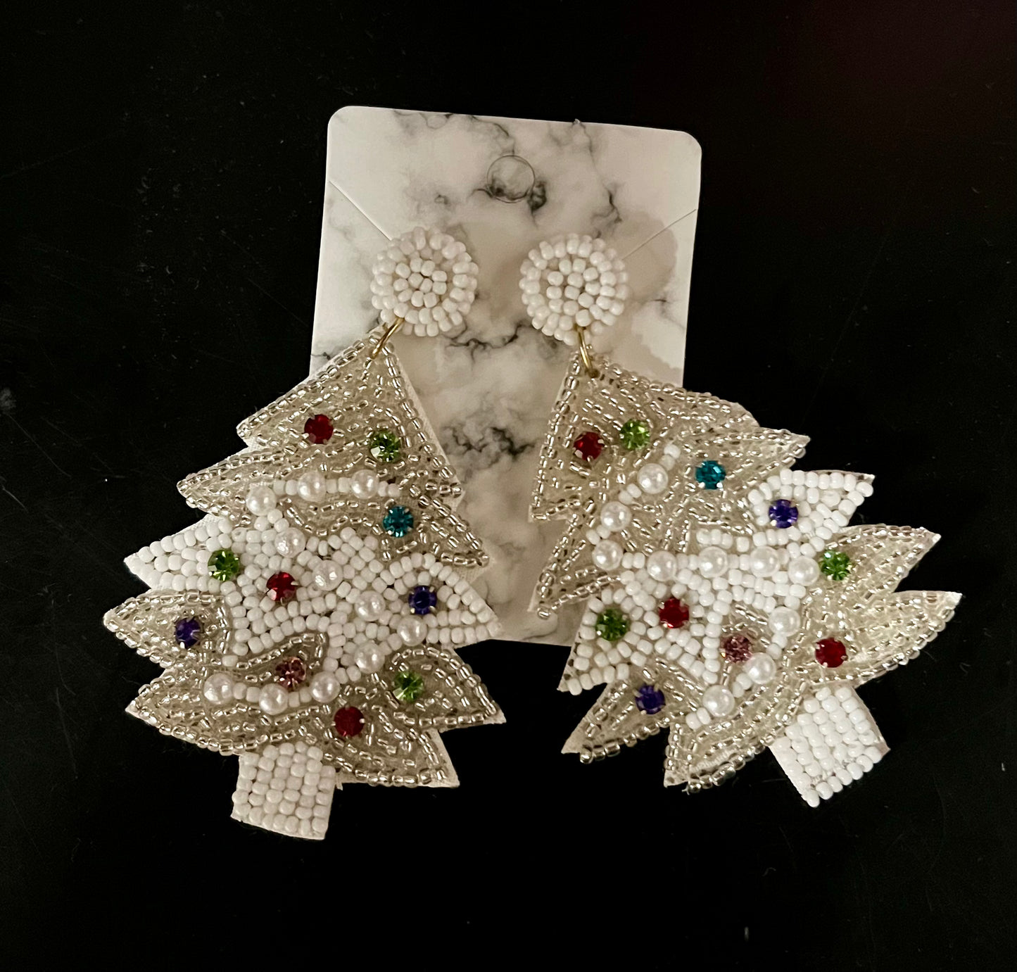 Bead Xmas Tree Earrings