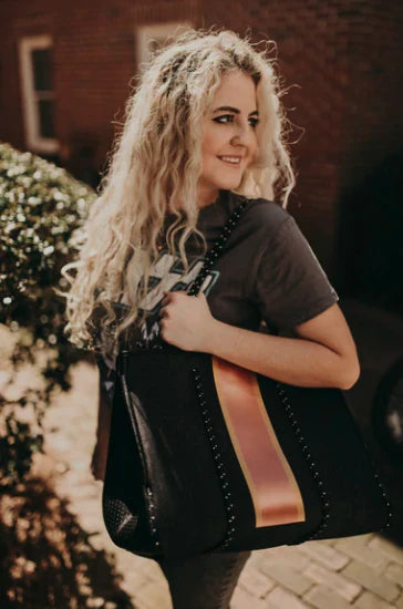 Black Neoprene Bag w/ Rose Gold Stripe