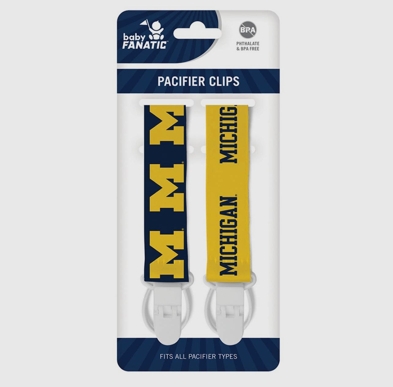 U of M Pacifier Clips
