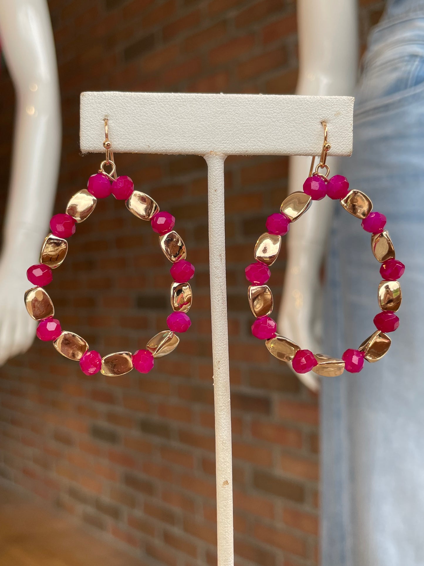 Pink + Gold Teardrop Earrings