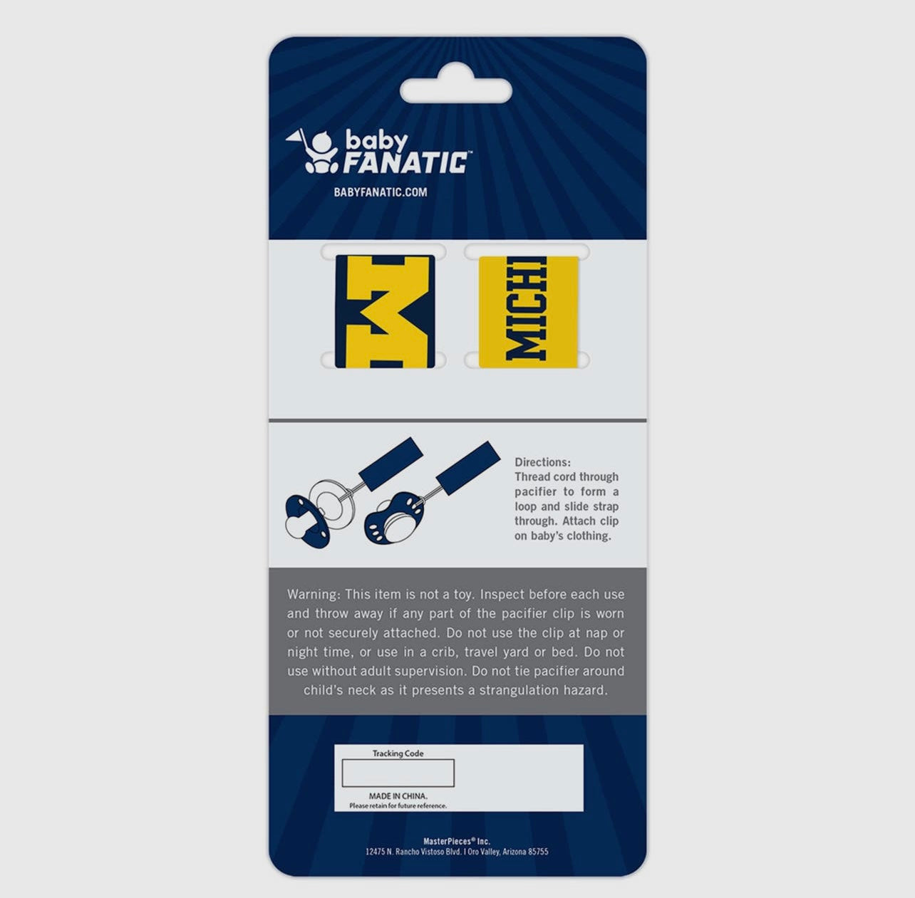 U of M Pacifier Clips
