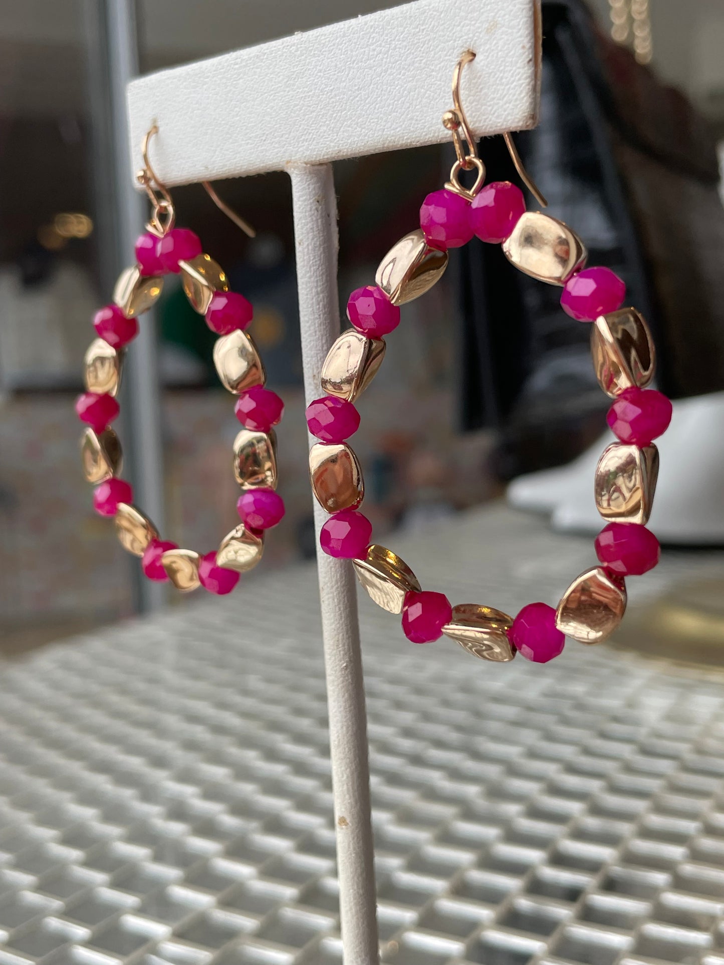 Pink + Gold Teardrop Earrings
