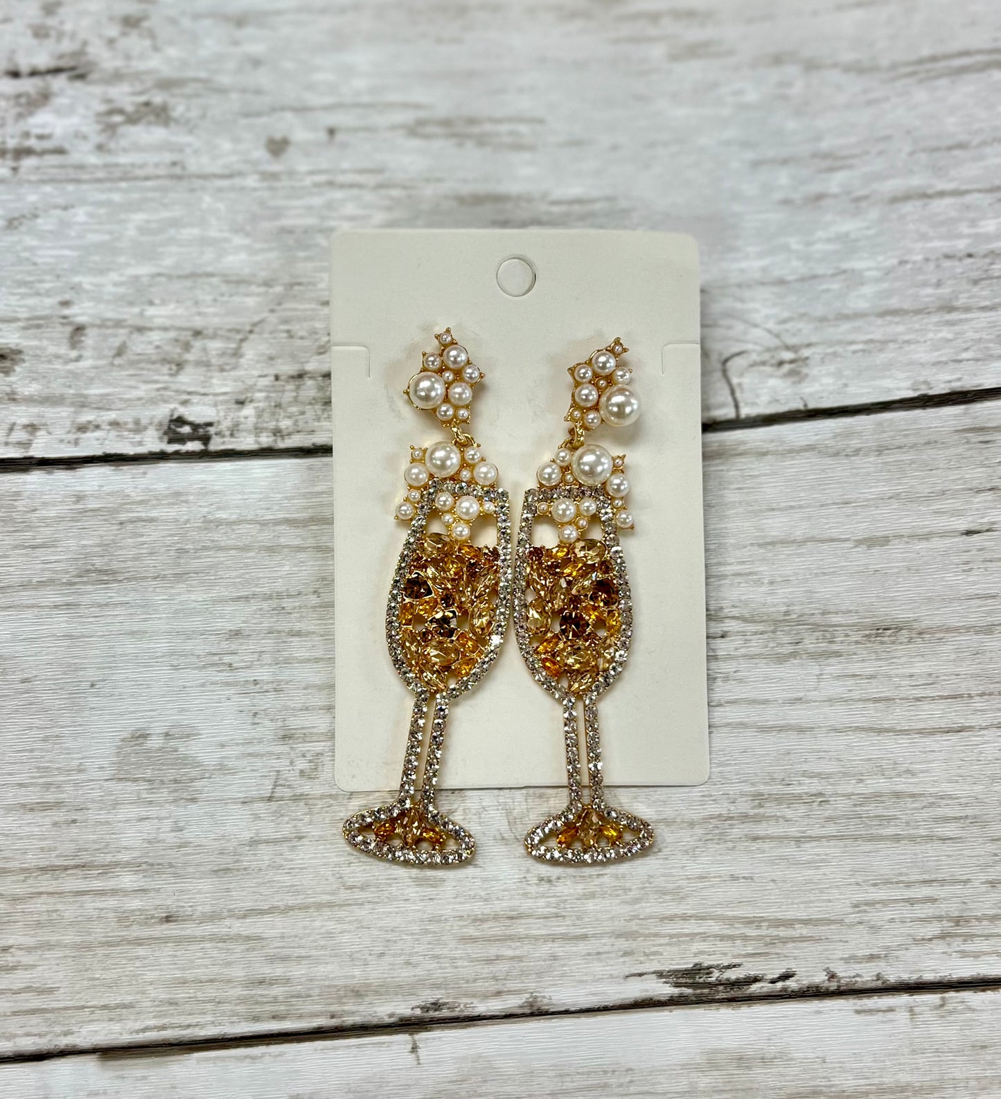 Tall Champagne Glass Earrings