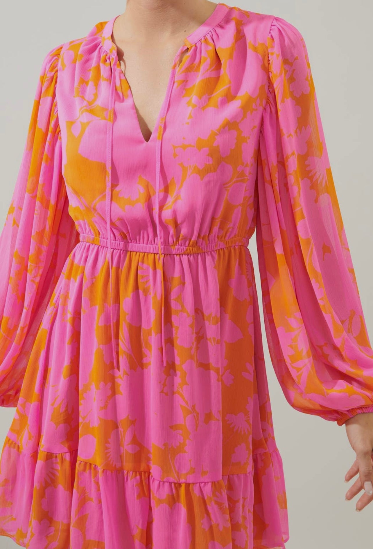 Pink Balloon Sleeve Dress