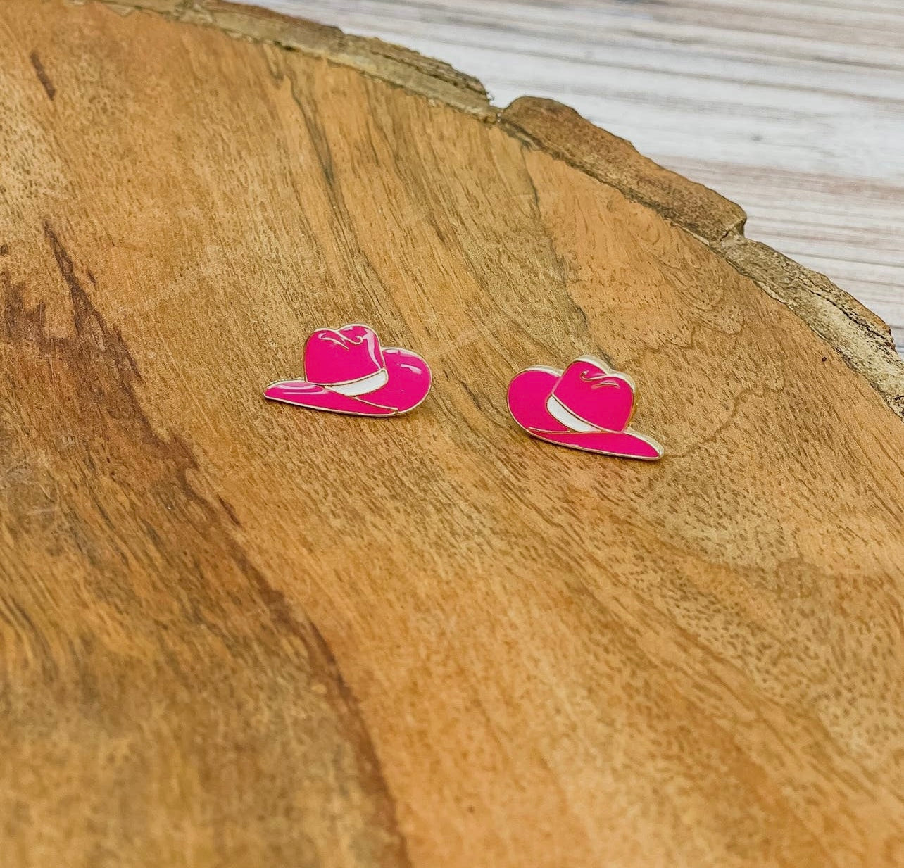 Pink Cowboy Hat Earrings