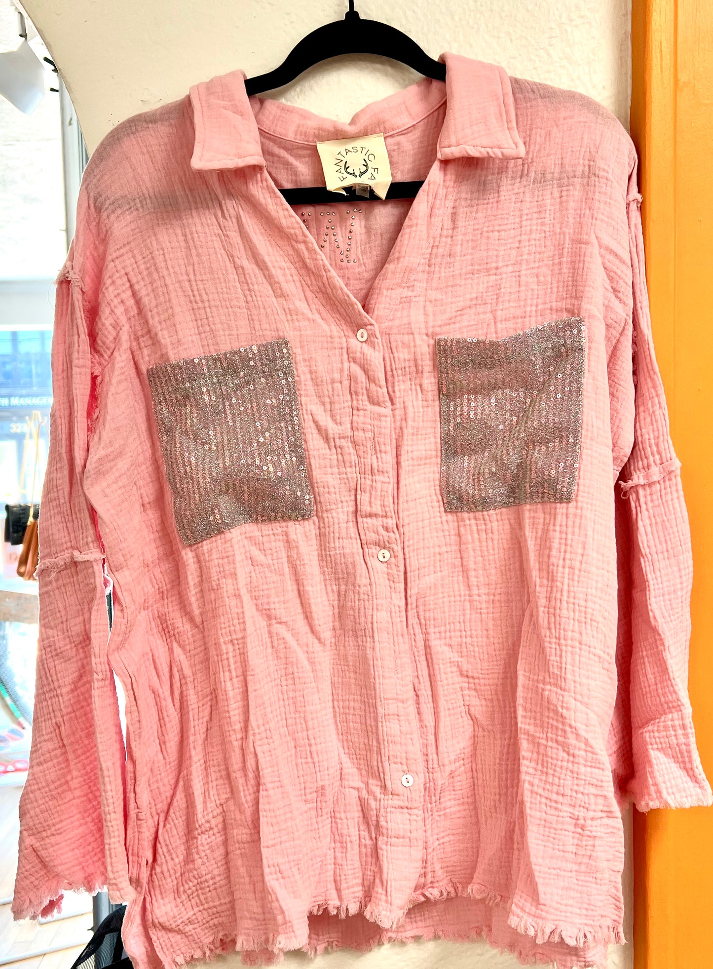 Gauze Sequin Howdy Shirt