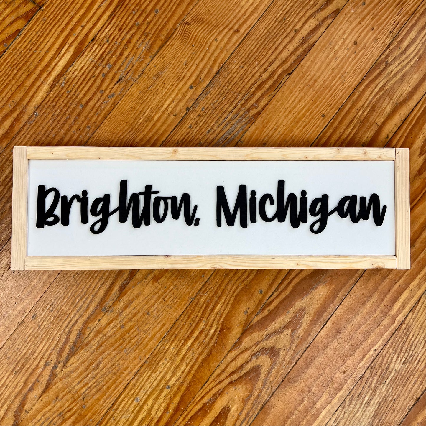 Brighton MI Wood Sign
