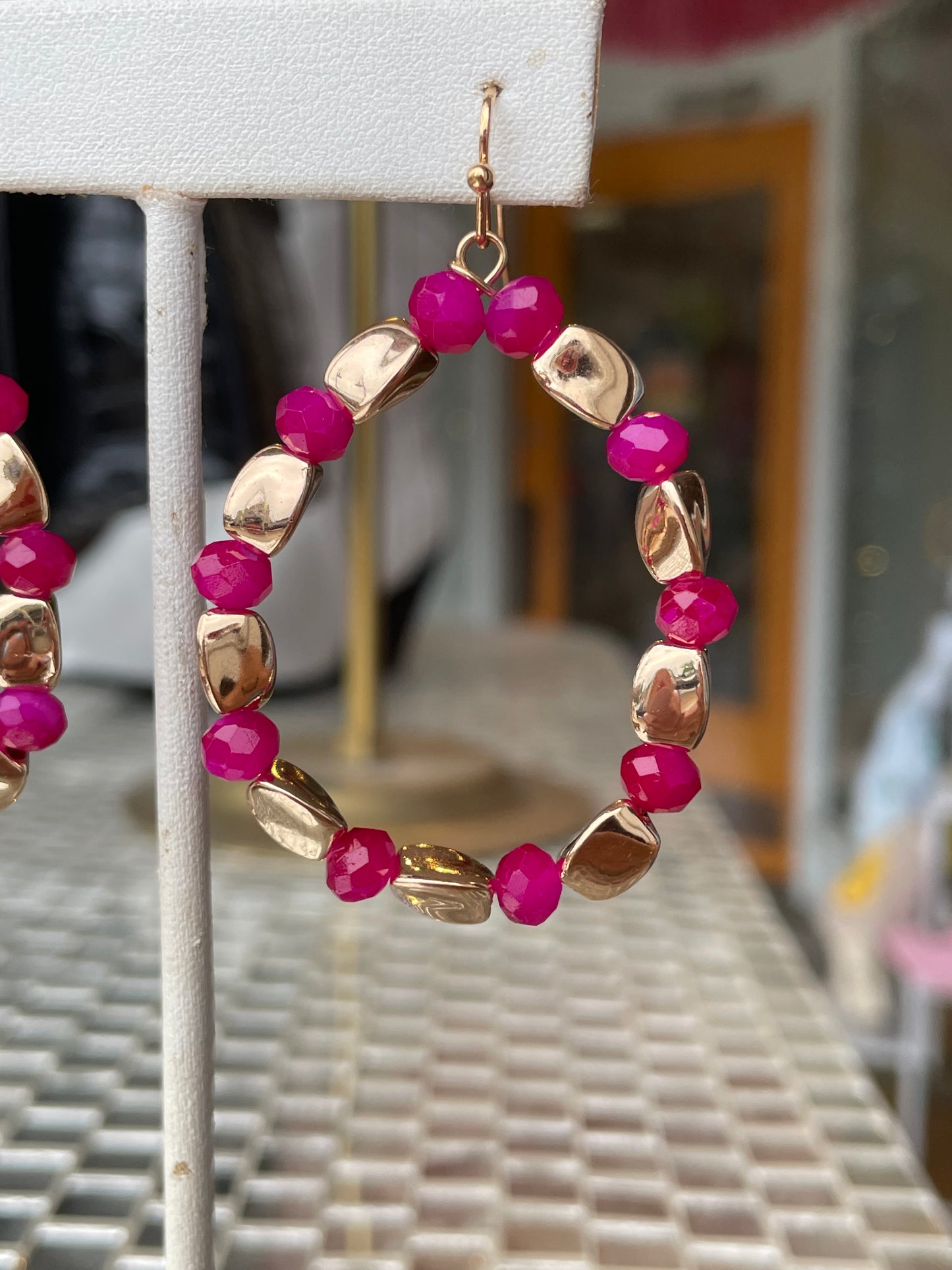 Pink + Gold Teardrop Earrings