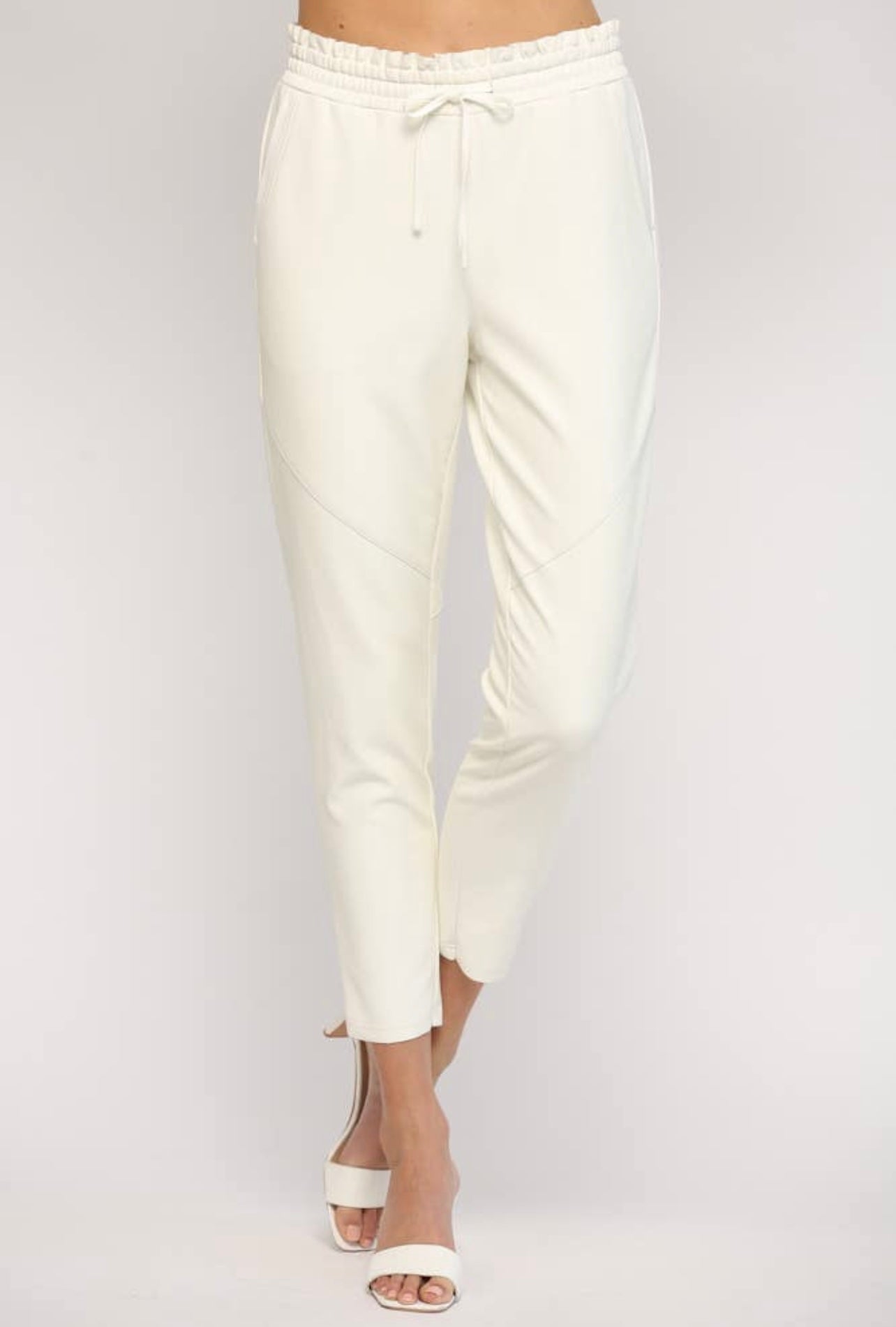 Vegan Leather White Pants