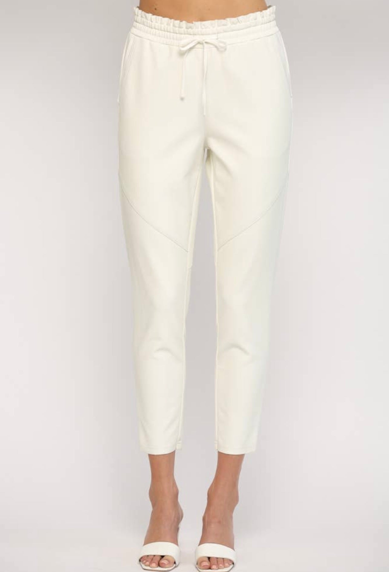 Vegan Leather White Pants