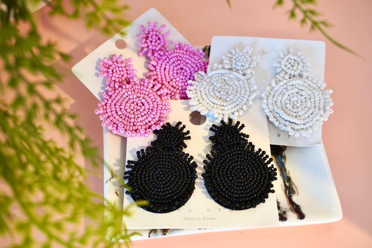 Beaded Two Circles Earrings