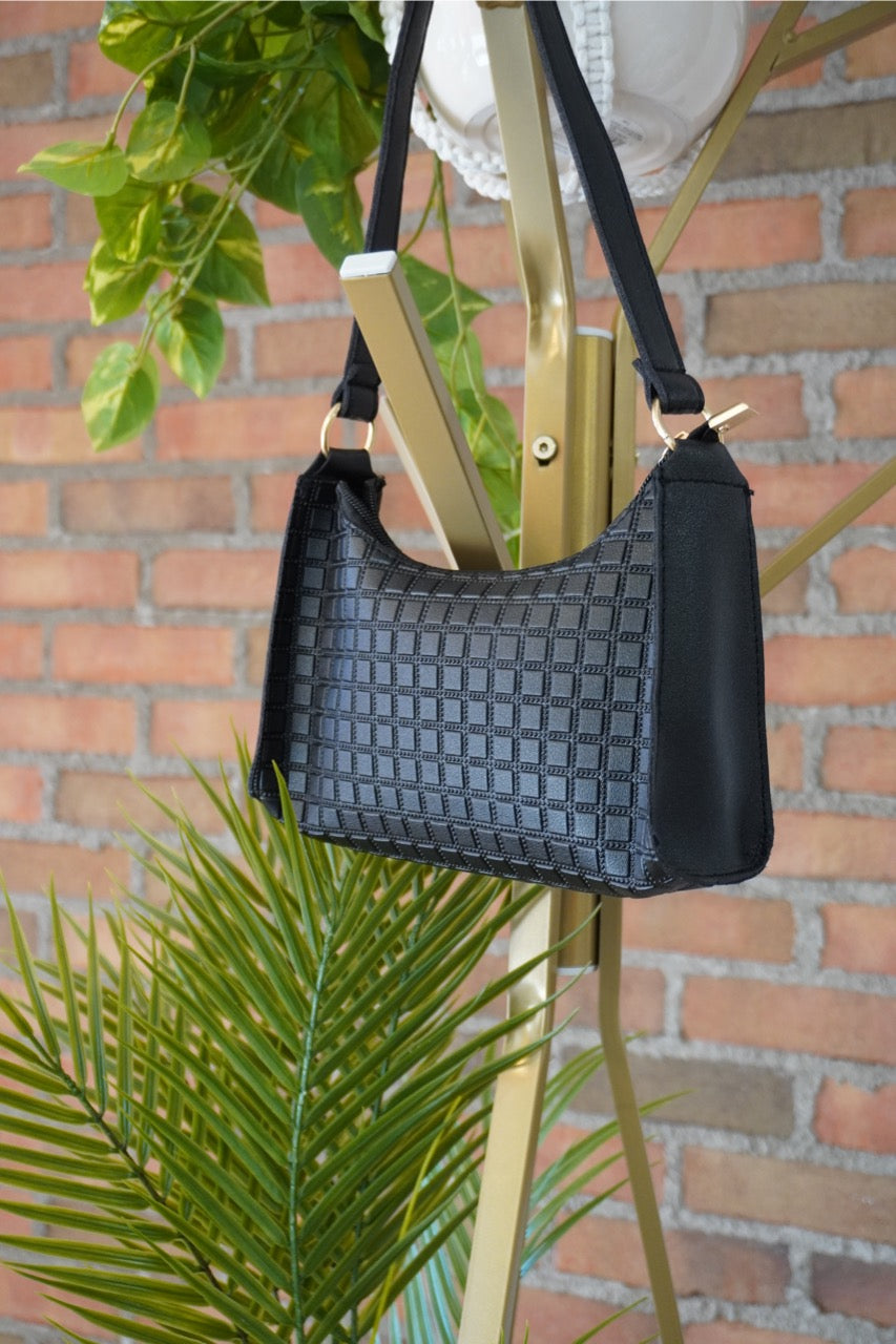 Square Pattern Baguette Purse