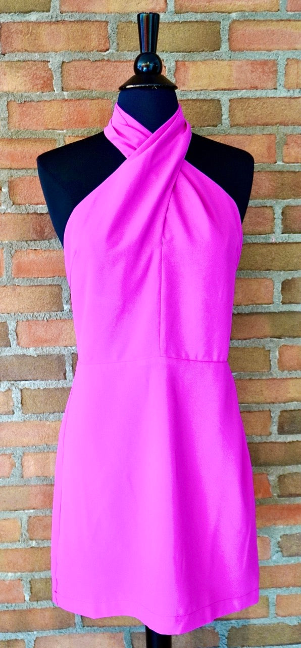 Pink Halter Twist Dress