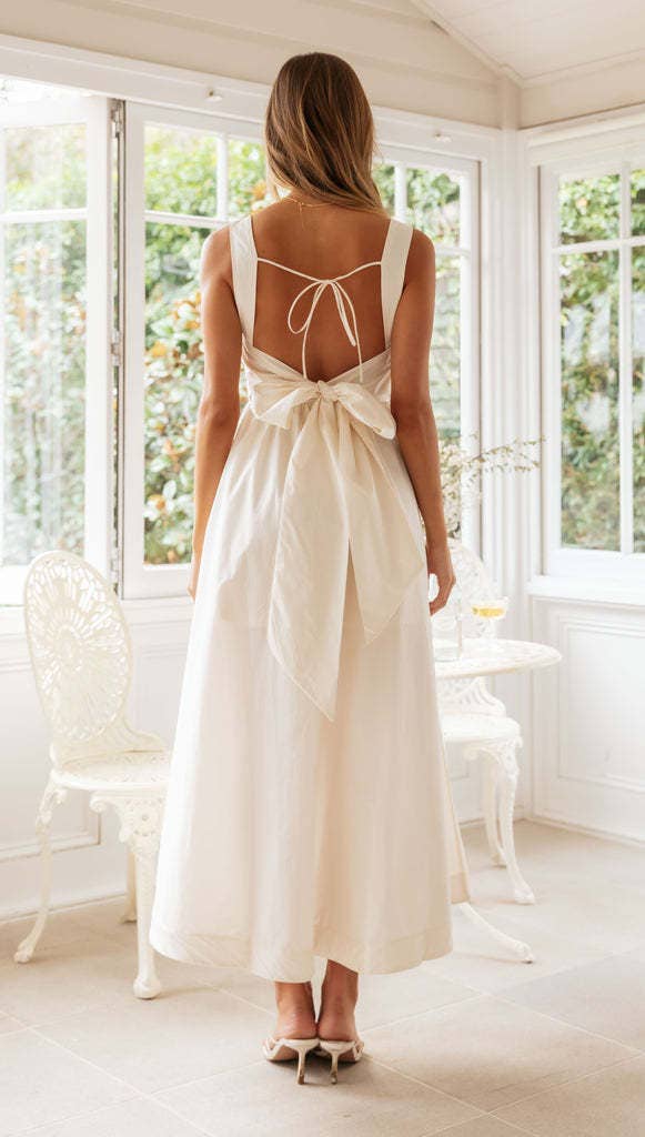 Backless White Bow Dress