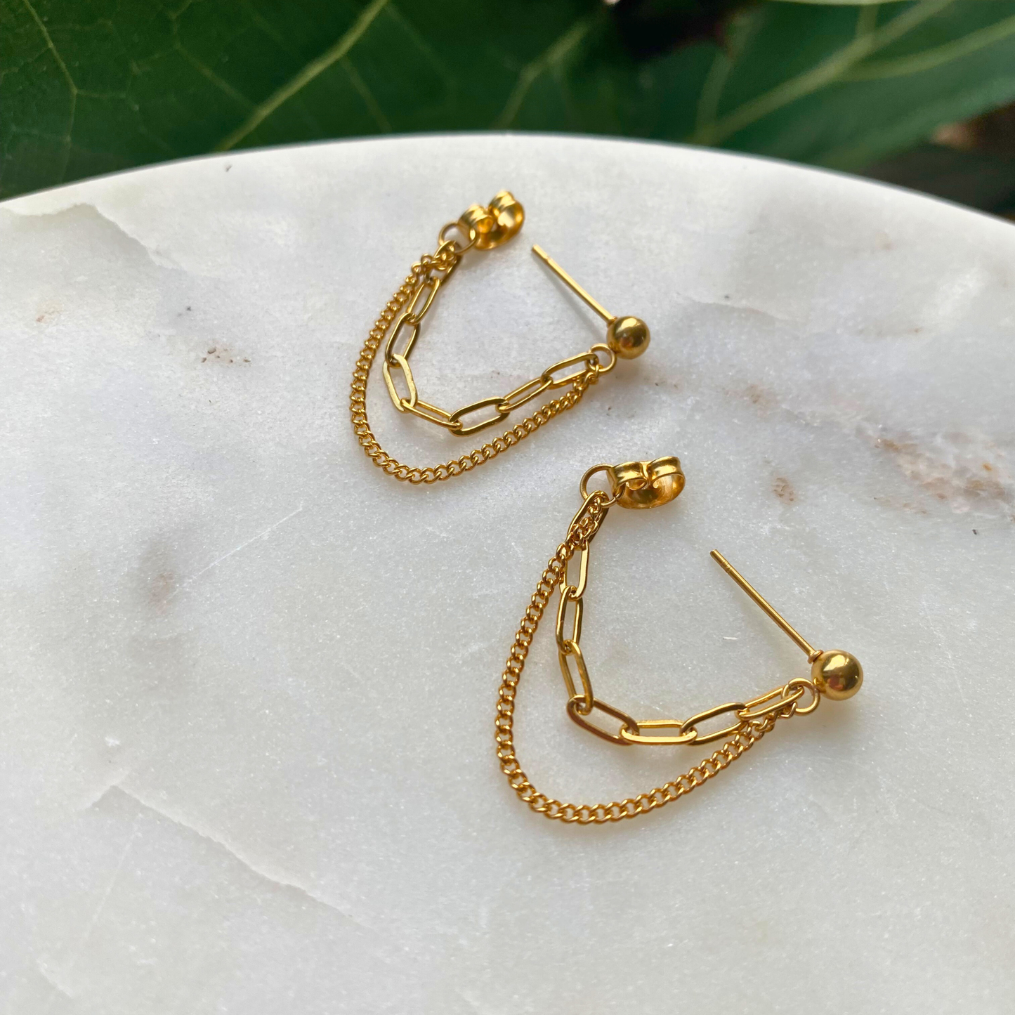 Two Layer Chain Earrings