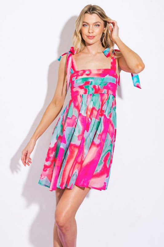 Pink Teal Mini Dress
