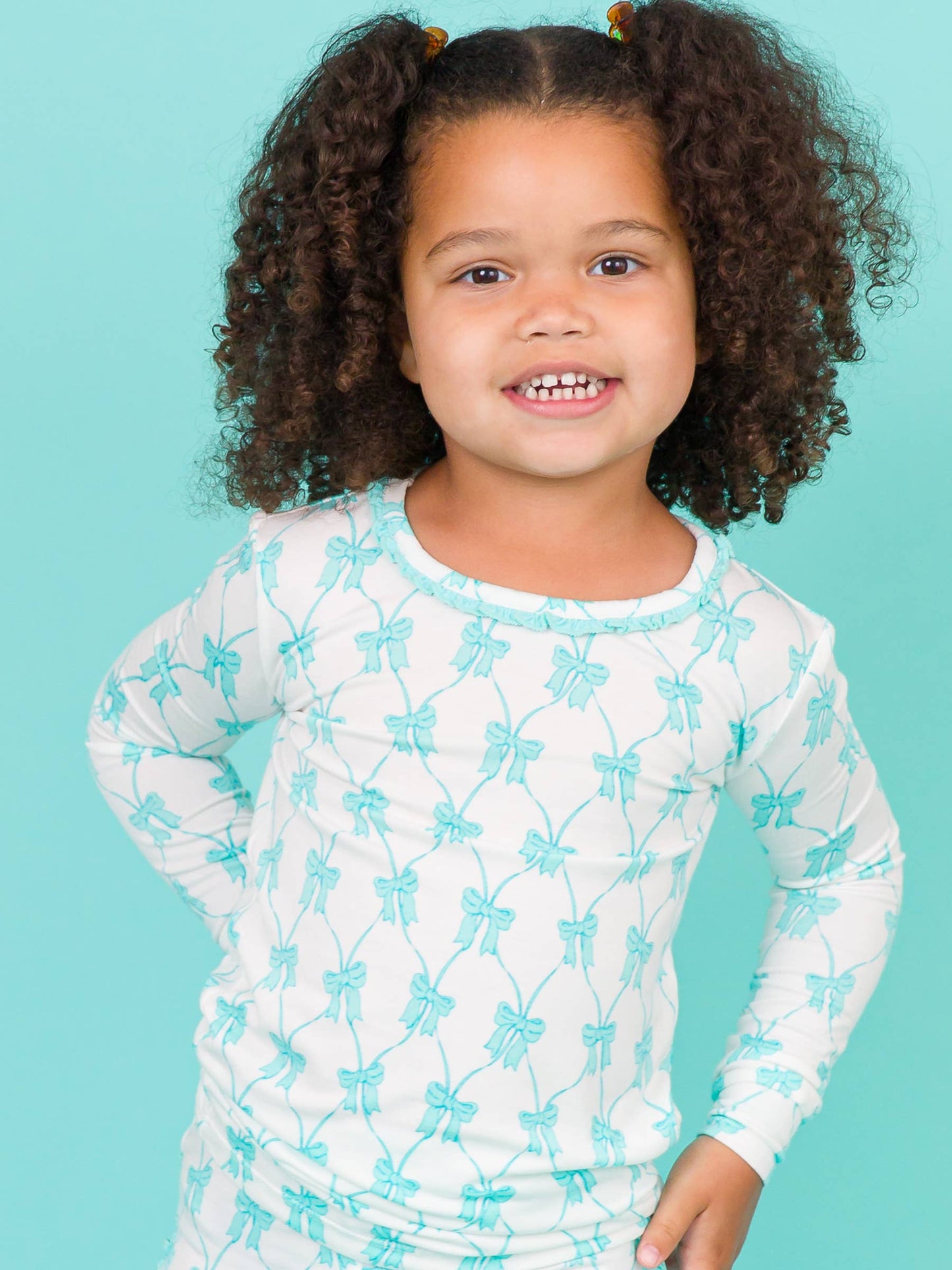 Teal Bows PJ Set