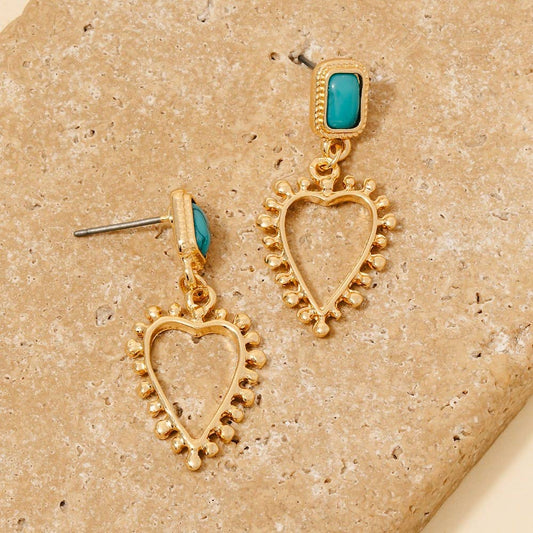 Turquoise Heart Drop Earrings