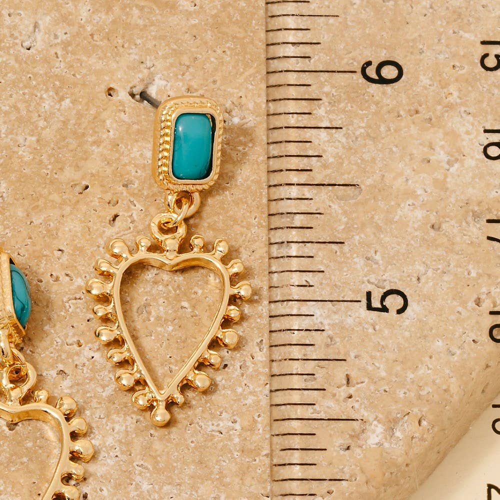 Turquoise Heart Drop Earrings