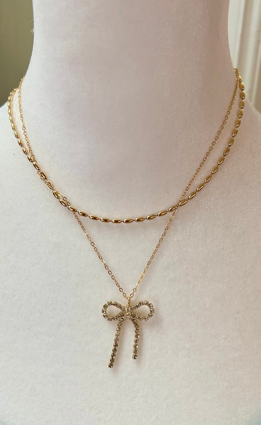 Double Necklace W/ Bow