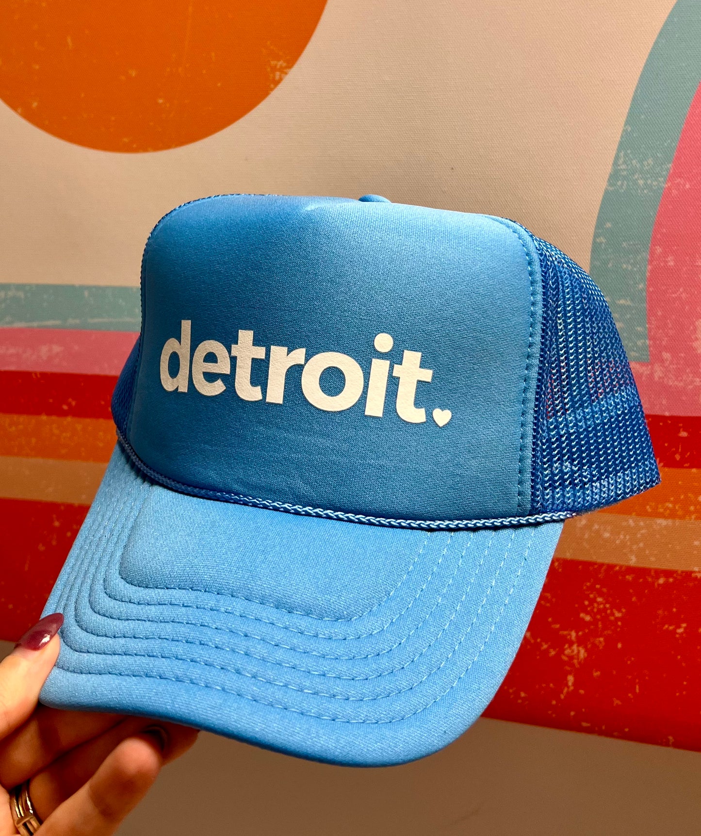 Blue Detroit Trucker Hat