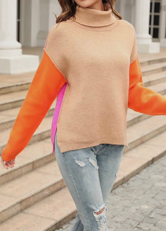 Orange Pink Block Sweater