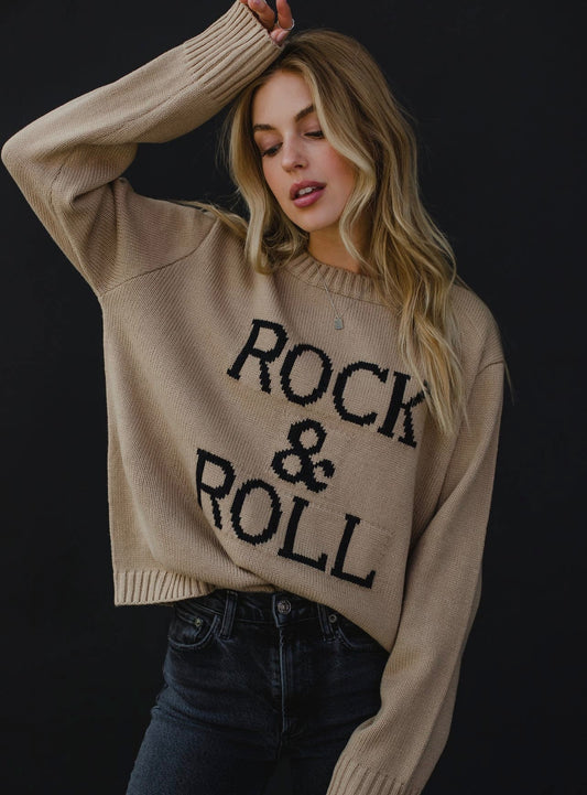 Rock & Roll Tan Sweater