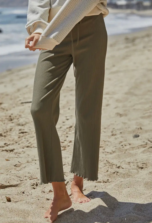 Olive Ribbed Pants