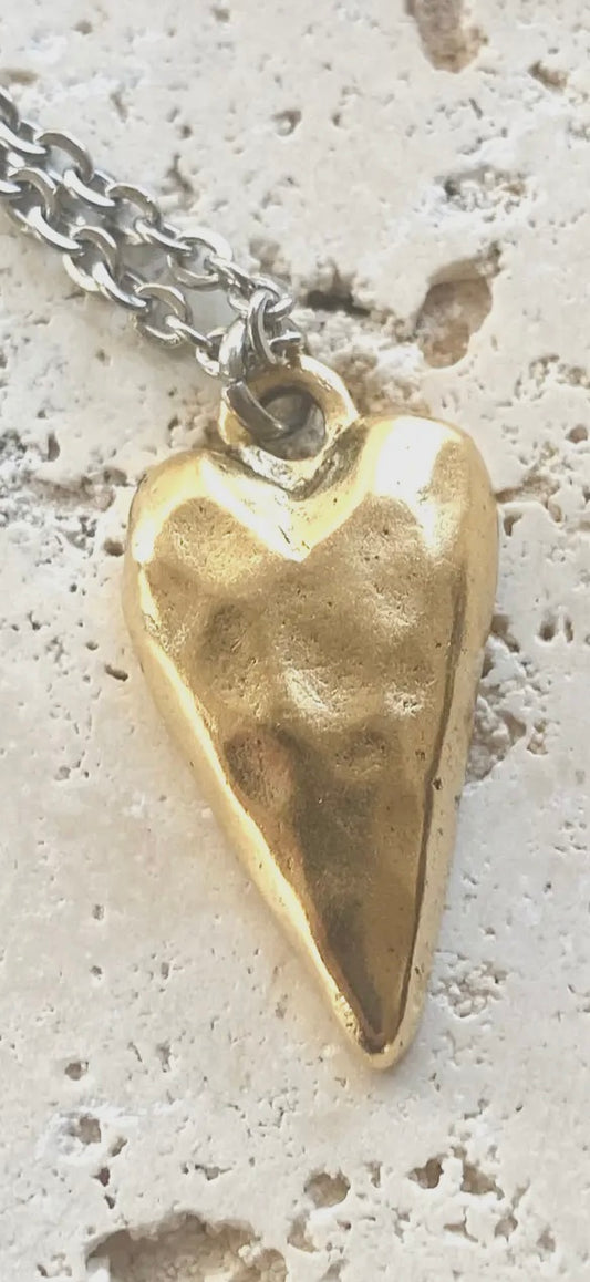 Gold Long Heart Necklace
