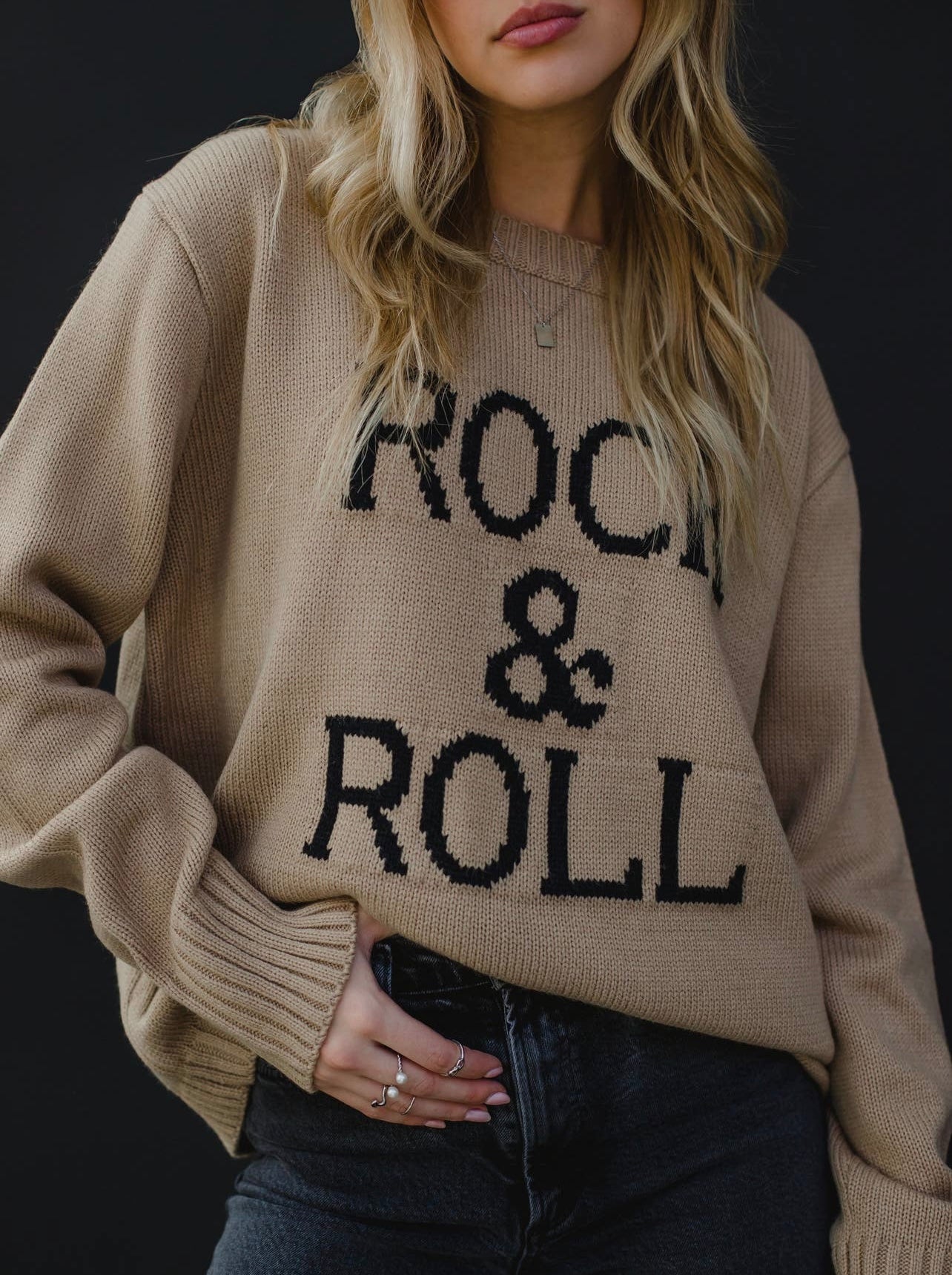 Rock & Roll Tan Sweater
