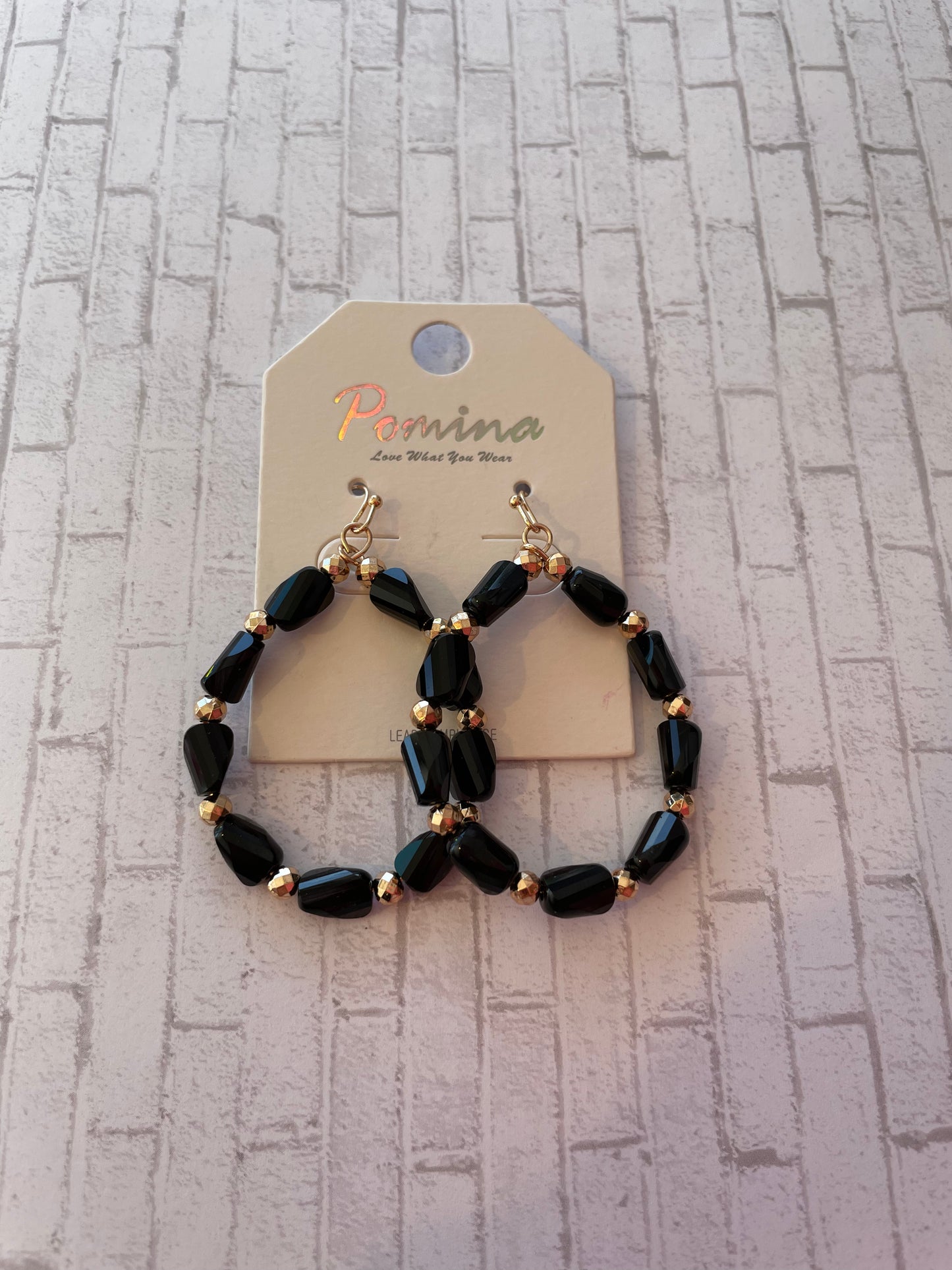 Black Teardrop Bead Earrings