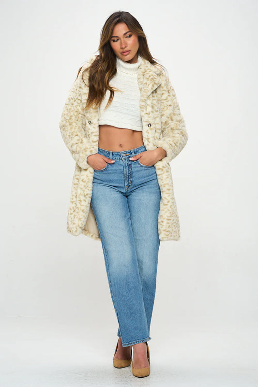 Cream Leopard Fur Jacket