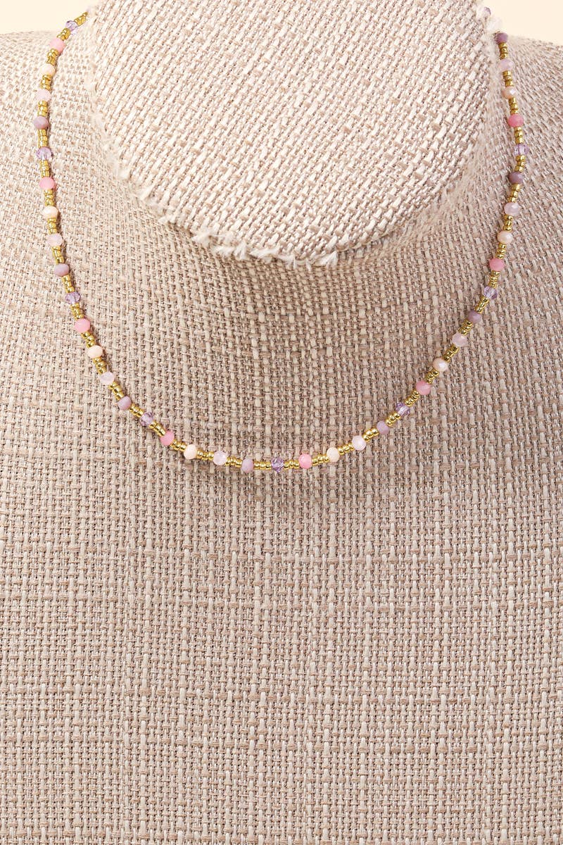 Dainty Beaded Chain Clasp Necklace