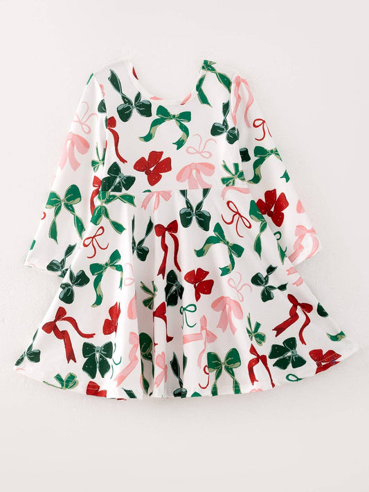 Christmas Bow Print Dress